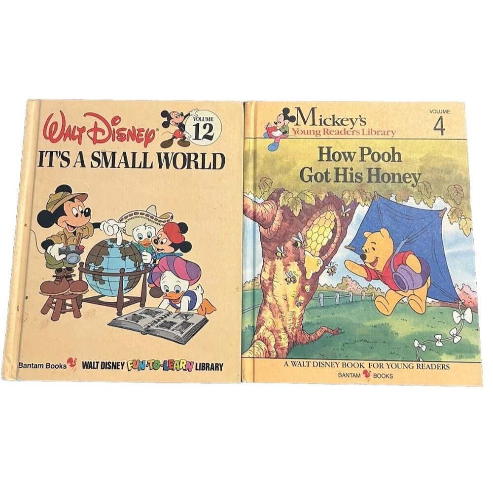 1983 Walt Disney It's a Small World & How Pooh Got His Honey Kids Book Vintage